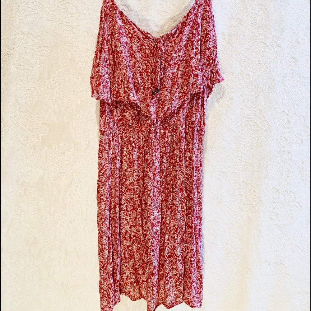 Red Floral Flowing Dress